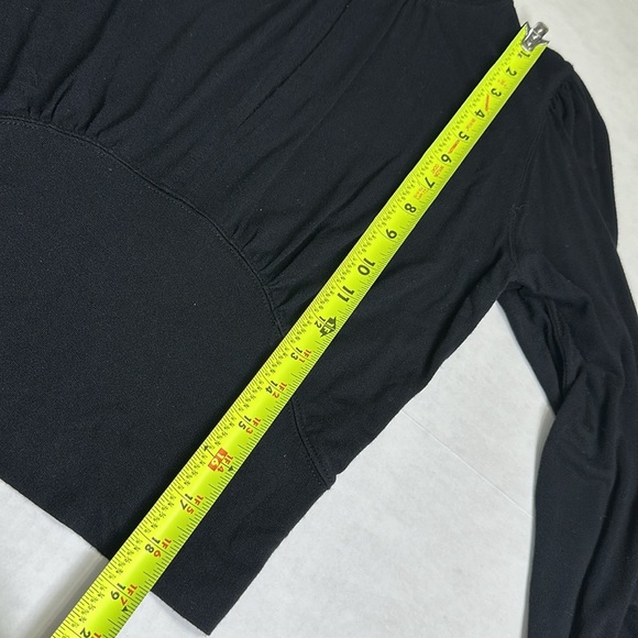 Free People Women’s Size Medium Black Mock Neck Front Open Slit Long Sleeve - Picture 10 of 11